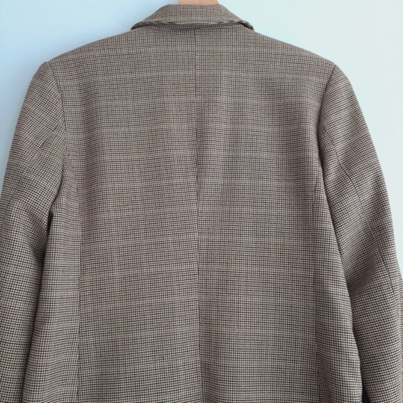 PURE Alfred Sung Plaid Houndstooth Blazer Jacket Tan Cream Sz S - Picture 10 of 15